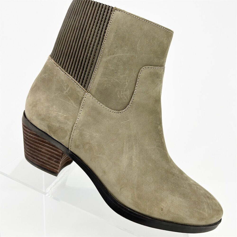 Vionic Shantelle Womens Ankle Bootie Beige Waterproof Side Zip Block Heel 7.5